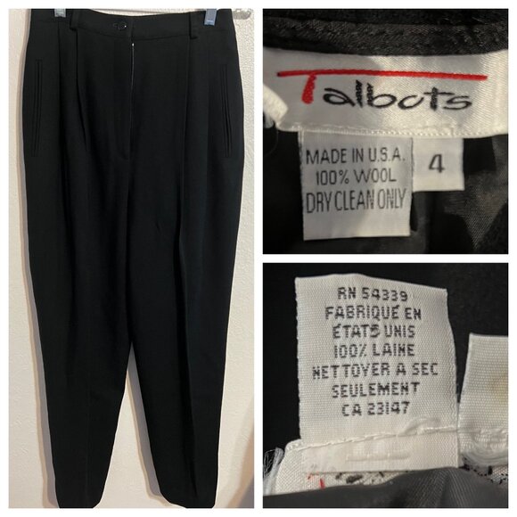 Talbots Women Black Wool Blazer & Pants Suit Set Size 4 Professional Office Goth - Picture 8 of 16